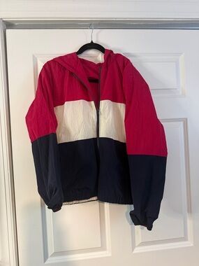 Kids Colorblock Hooded Windbreaker Jacket - Pink/White/Black